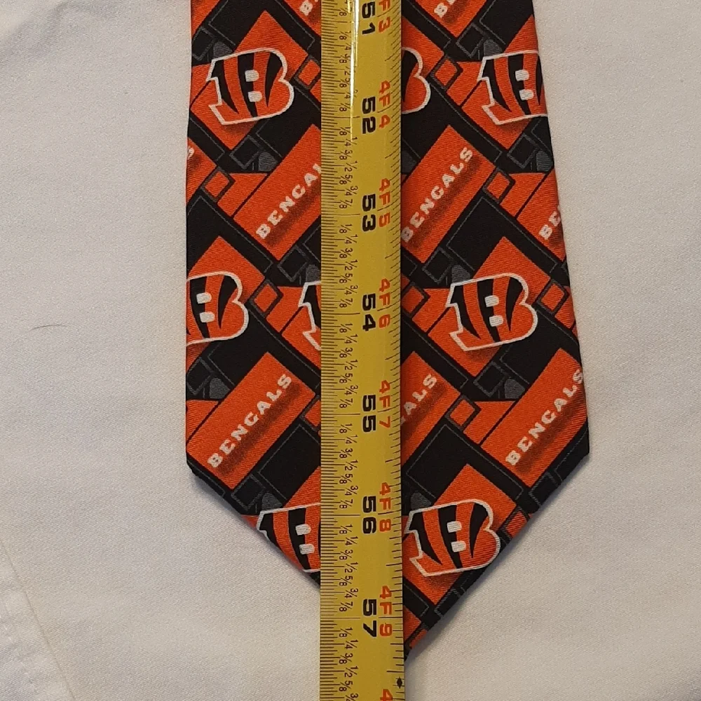 NFL Bengals Orange and Black Logo Men's Silk Neck Tie